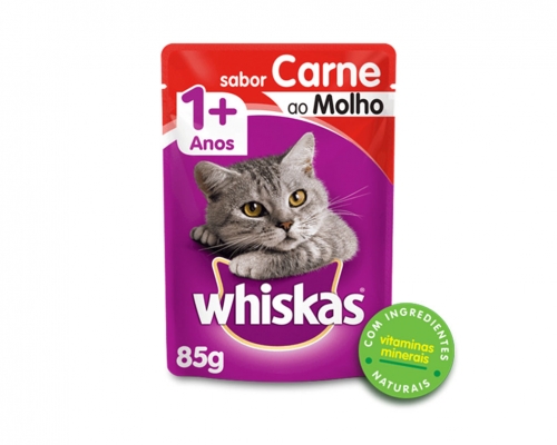 Sachê de Ração úmida para Gatos WHISKAS Adulto Sabor Carne ao Molho